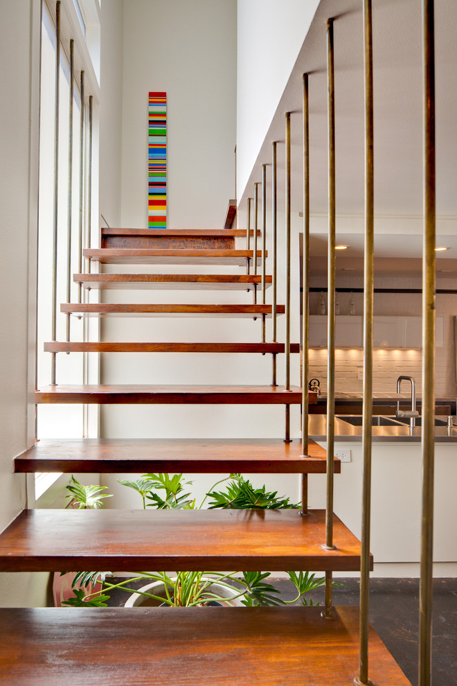 Minimalist floating staircase photo in Dallas