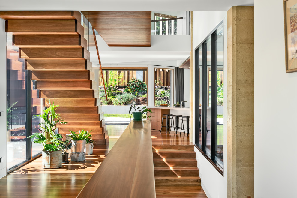 Photo of an expansive contemporary staircase in Melbourne.