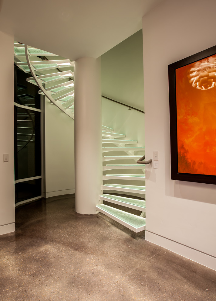 Example of a trendy staircase design in Dallas