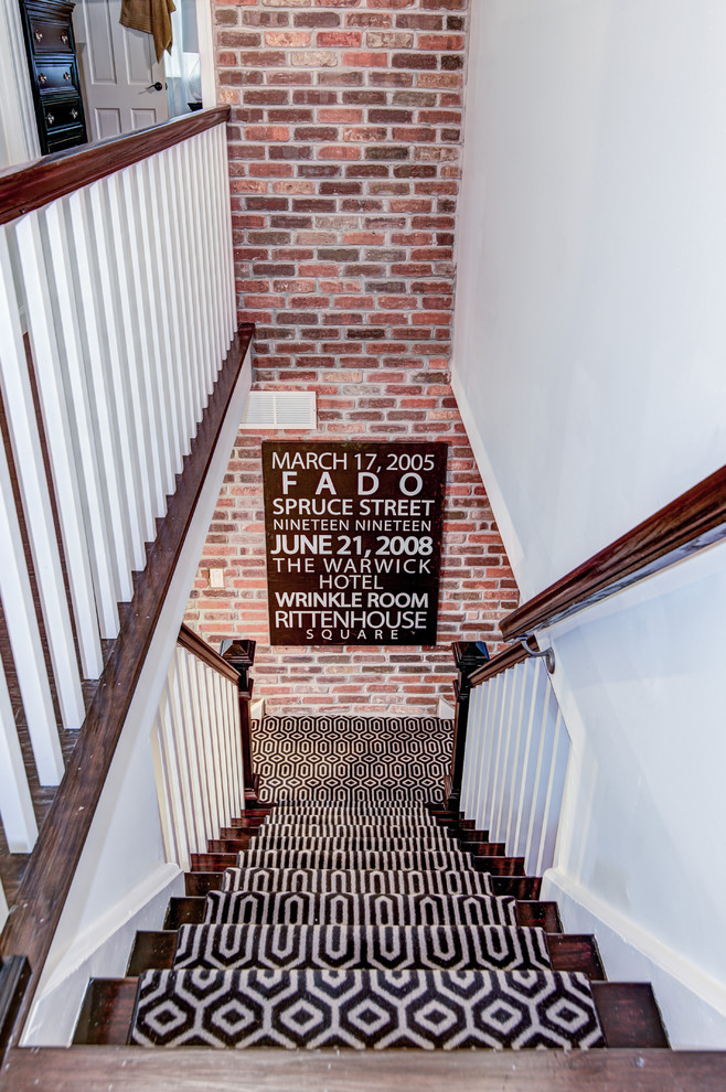 Transitional staircase photo in Philadelphia