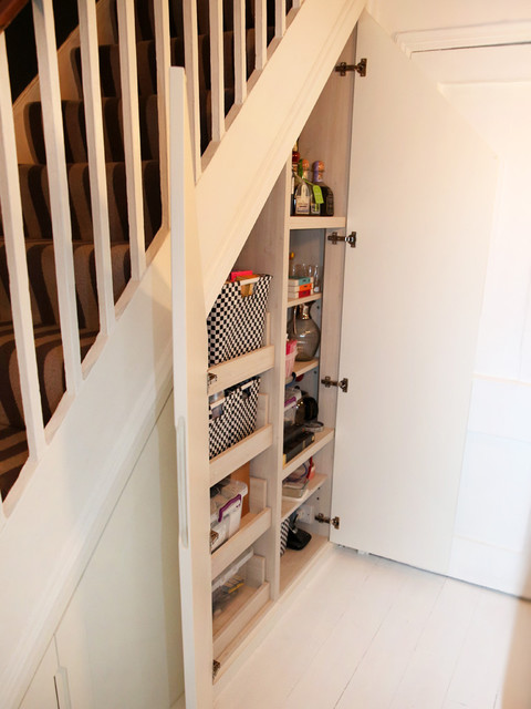 Under stairs storage solution for a London Shaker kitchen - EKBB
