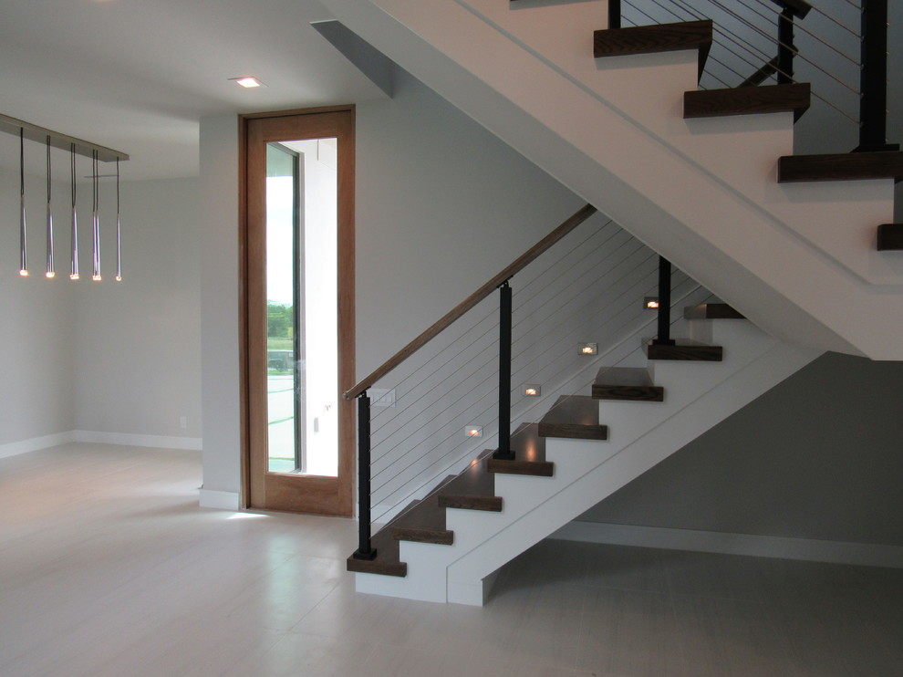 Cable Railing & White Oak Stair in Viera FLBlakeley Res Modern