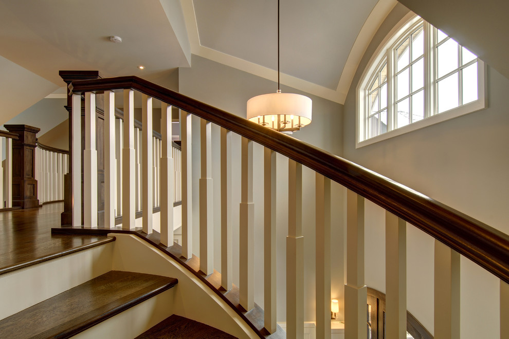 Calgary Alberta Quartersawn White Oak Custom Curved Stair, Handrail and