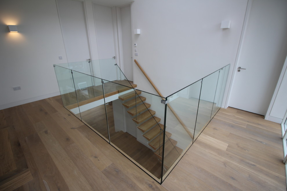 Schwebende, Mittelgroße Moderne Treppe mit offenen Setzstufen in Dublin