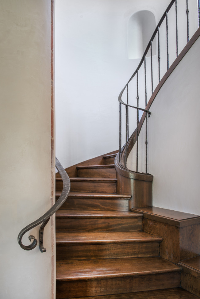 Photo of a mediterranean staircase in San Francisco with feature lighting.