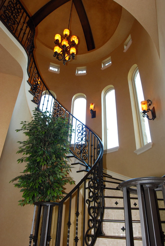 Mediterranean staircase in Austin.