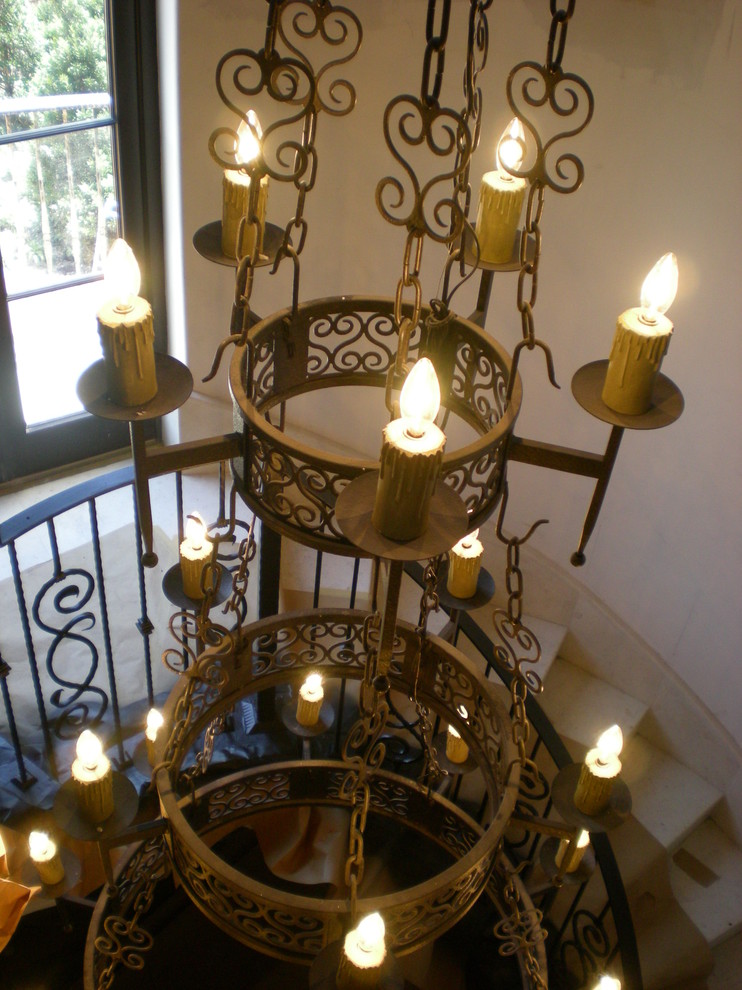 Circular Stair Light Fixture Mediterranean Staircase Miami by