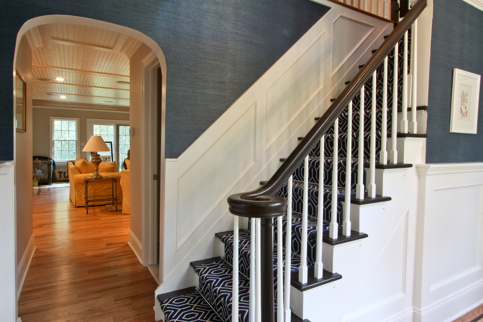 Photo of a traditional staircase in Newark with feature lighting.