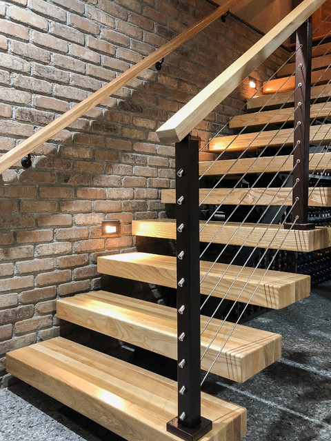 Close Up View of the New Industrial Style Staircase with Mountain Modern  Touches - Industrial - Staircase - Denver - by User | Houzz