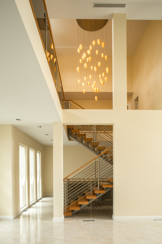 COCOON Custom Stairwell Chandelier Blown Glass Vaulted Ceiling