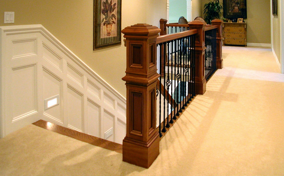 Complete Staircase, Paneling and Columns Remodel Traditional
