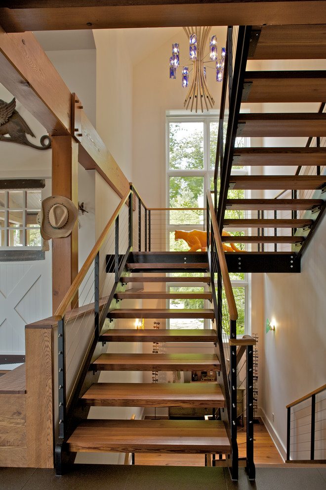Photo of a farmhouse staircase in Boston.