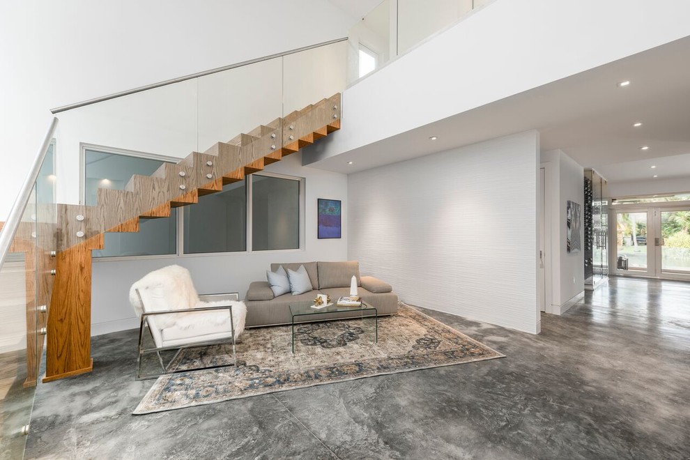 Contemporary Miami Entryway and Floating Staircase Contemporary