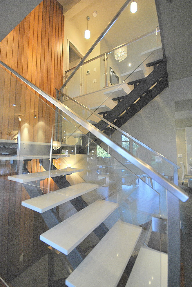 Example of a trendy staircase design in Edmonton