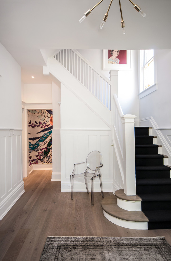 Inspiration for a contemporary l-shaped staircase remodel in Toronto