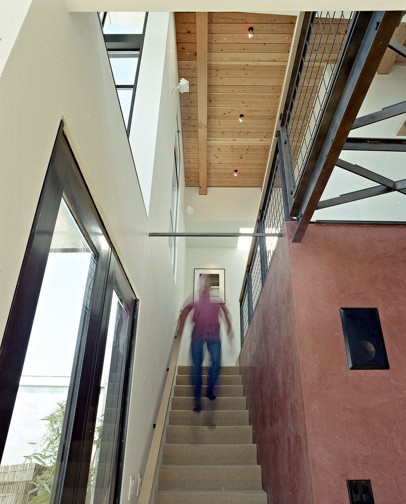 Photo of a contemporary straight staircase in San Francisco.