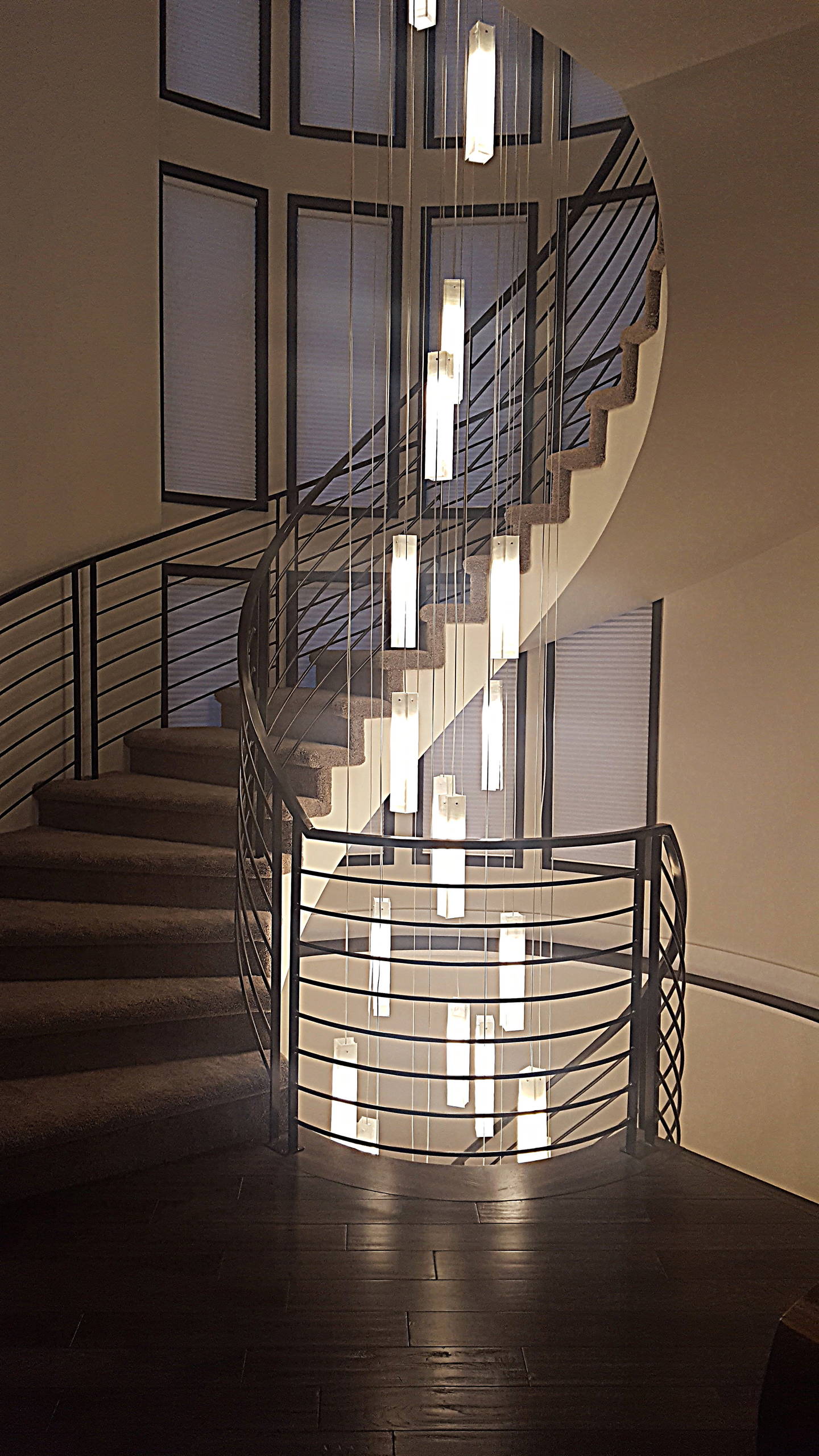CONTEMPORARY TWO STORY FOYER CHANDELIER,MODERN ENTRY CHANDELIER FOR HIGH  CEILING - Contemporary - Staircase - Miami - by Galilee Lighting | Houzz
