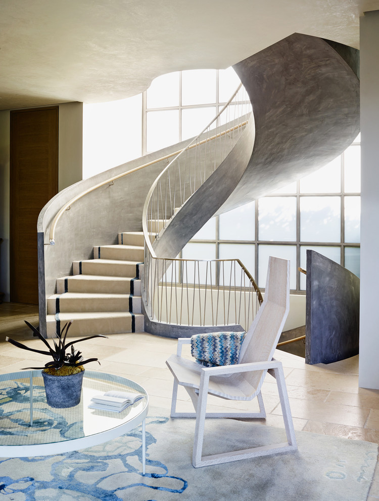Inspiration for a mediterranean curved staircase remodel in San Diego