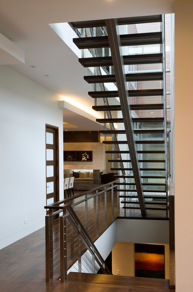 Inspiration for a contemporary straight staircase in Chicago.