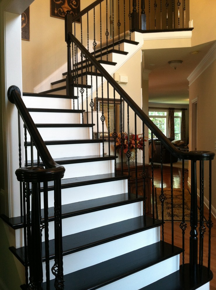 This is an example of a traditional staircase in Charlotte.