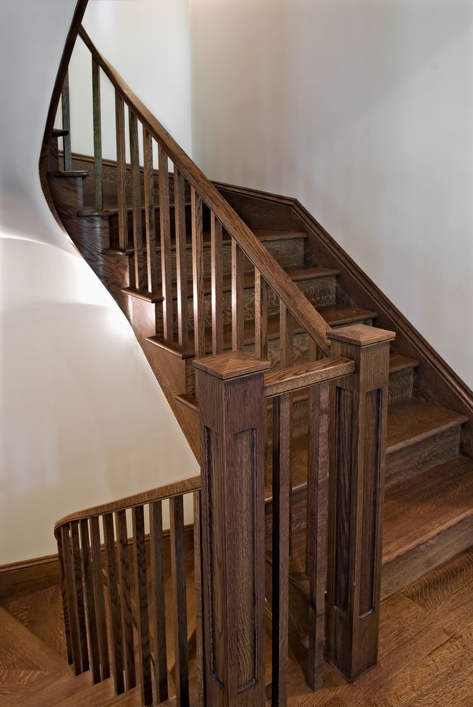 Photo of a victorian wood staircase in New York.