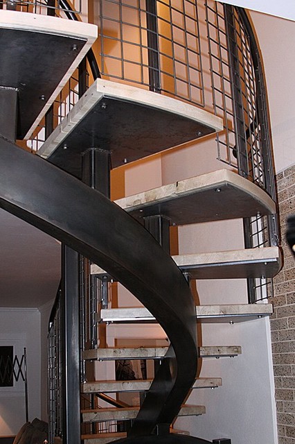Curved Center Stringer Stairs Modern Staircase Denver By Where Wood Meets Steel Houzz