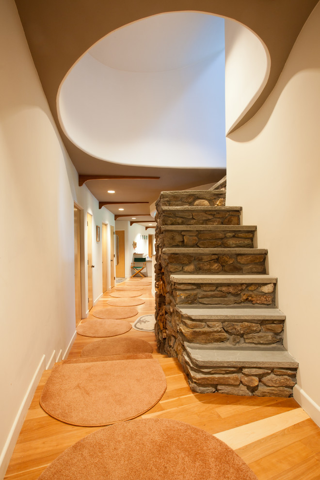 This is an example of a contemporary l-shaped staircase in Burlington.
