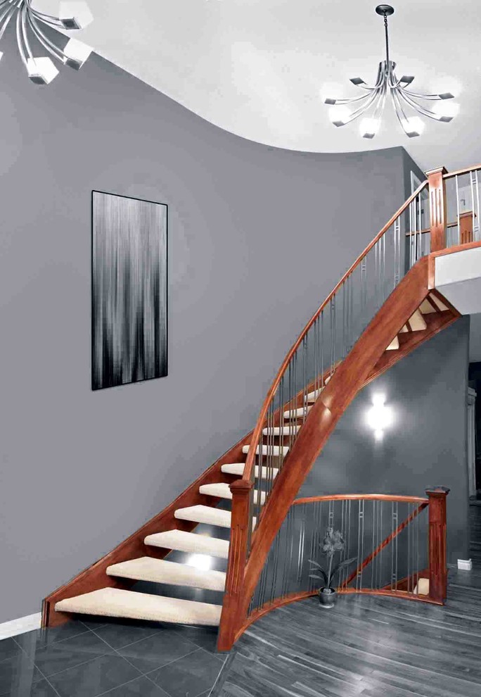 Curved Stair for Kimberley Homes Contemporary Staircase Edmonton