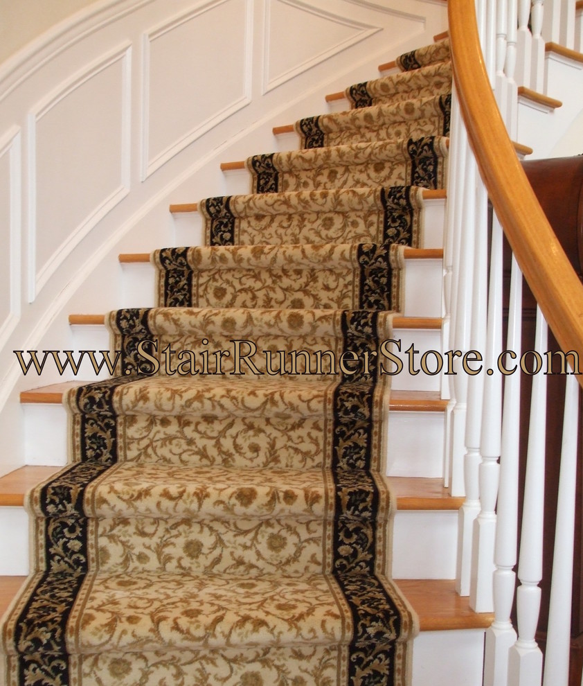Curved Staircase Stair Runner Installation Traditional Staircase