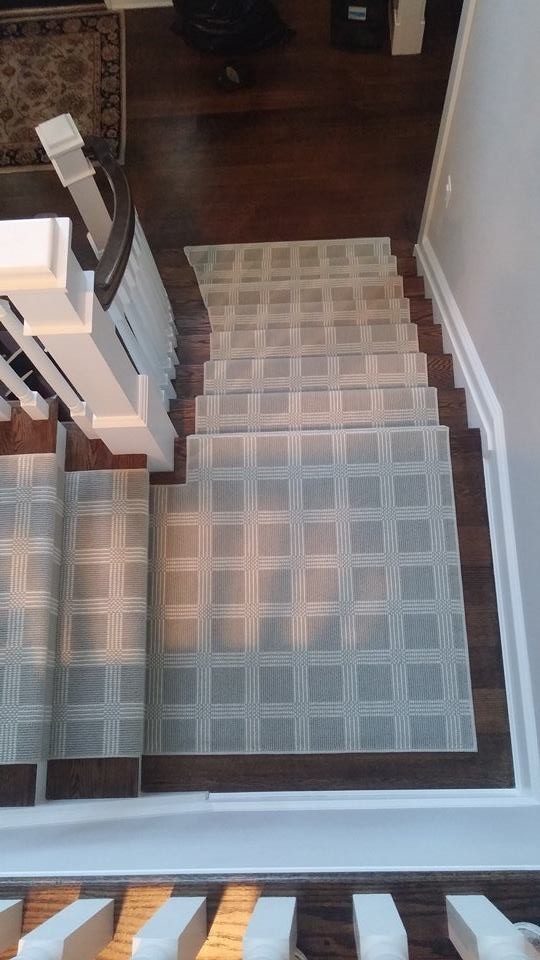 Custom Franklin Lakes Stair Case Woolston Plaid Transitional