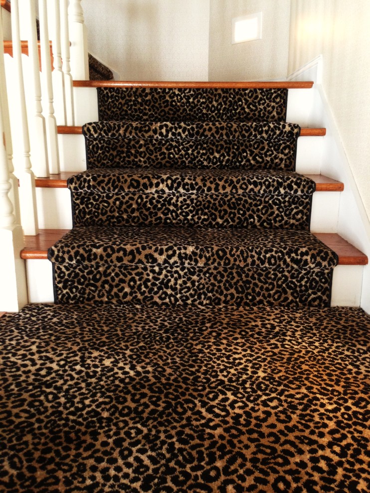 Custom Leopard Stair Runner Modern Staircase Chicago by Tudor