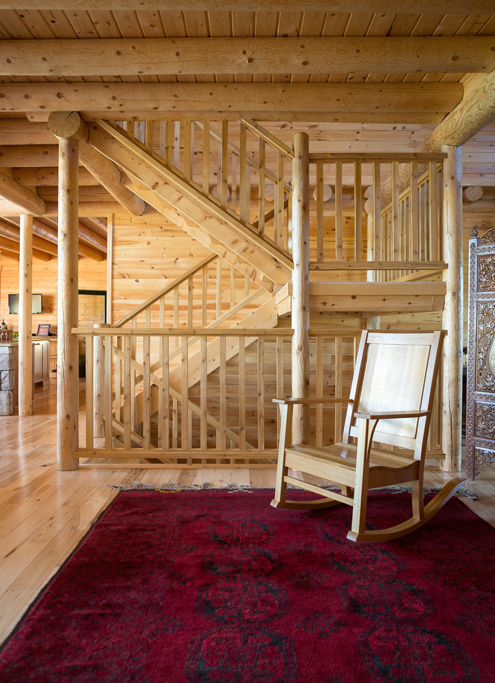 Inspiration for a rustic staircase remodel in Portland Maine