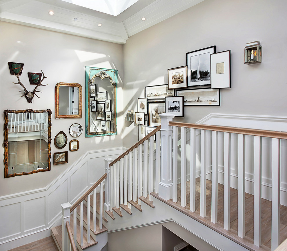 Example of a classic wooden staircase design in Orange County