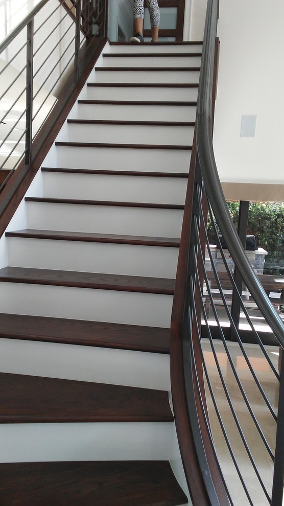 Custom Runner on Wood Stairs Modern Staircase Miami by Joe Gray