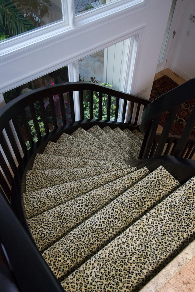 Photo of an eclectic carpeted staircase in Orlando.