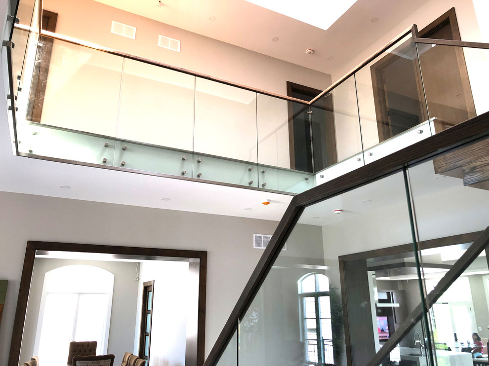 Dexter Modern Wood Cladding Staircase and Glass Railing - Modern ...