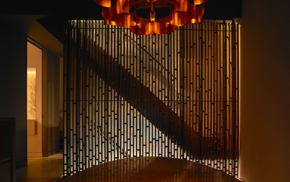 Идея дизайна: угловая лестница среднего размера в скандинавском стиле с деревянными перилами