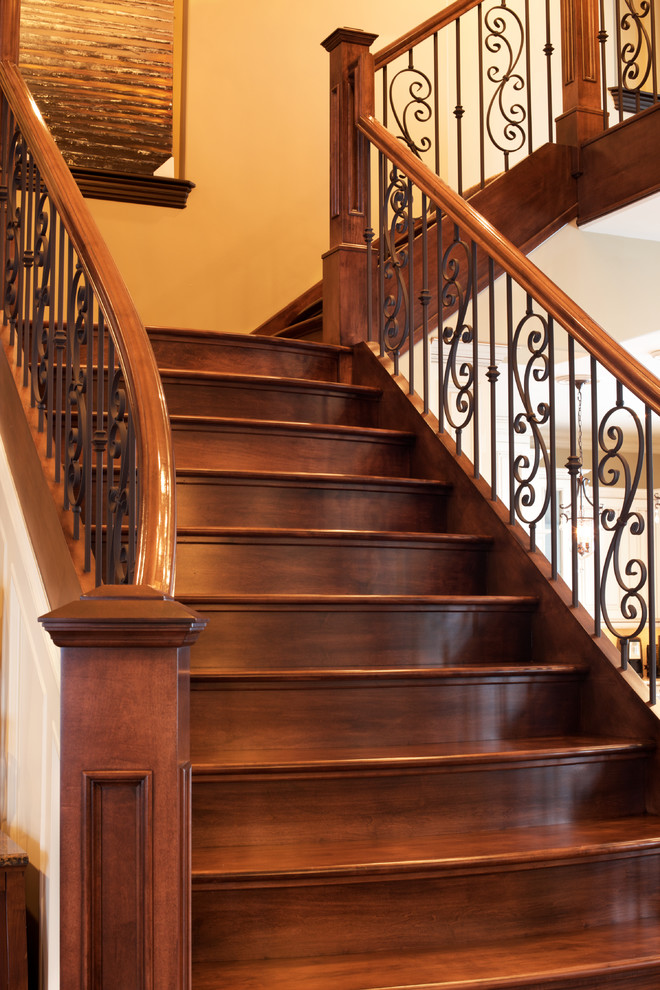 Elegant Maple Flare Traditional Staircase Edmonton by Custom