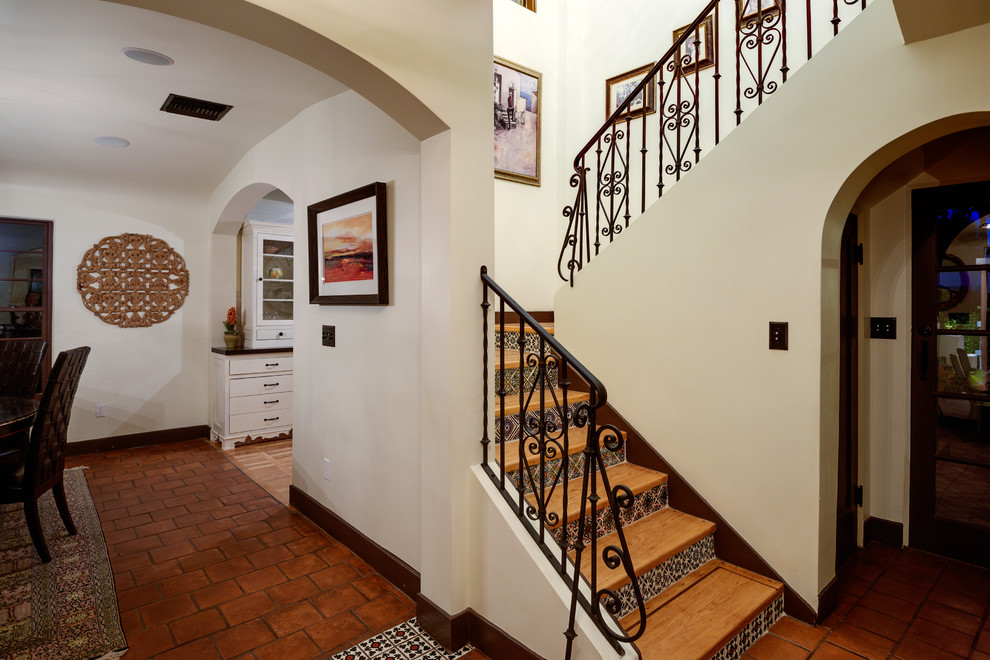 Staircase - mediterranean wooden staircase idea in Phoenix
