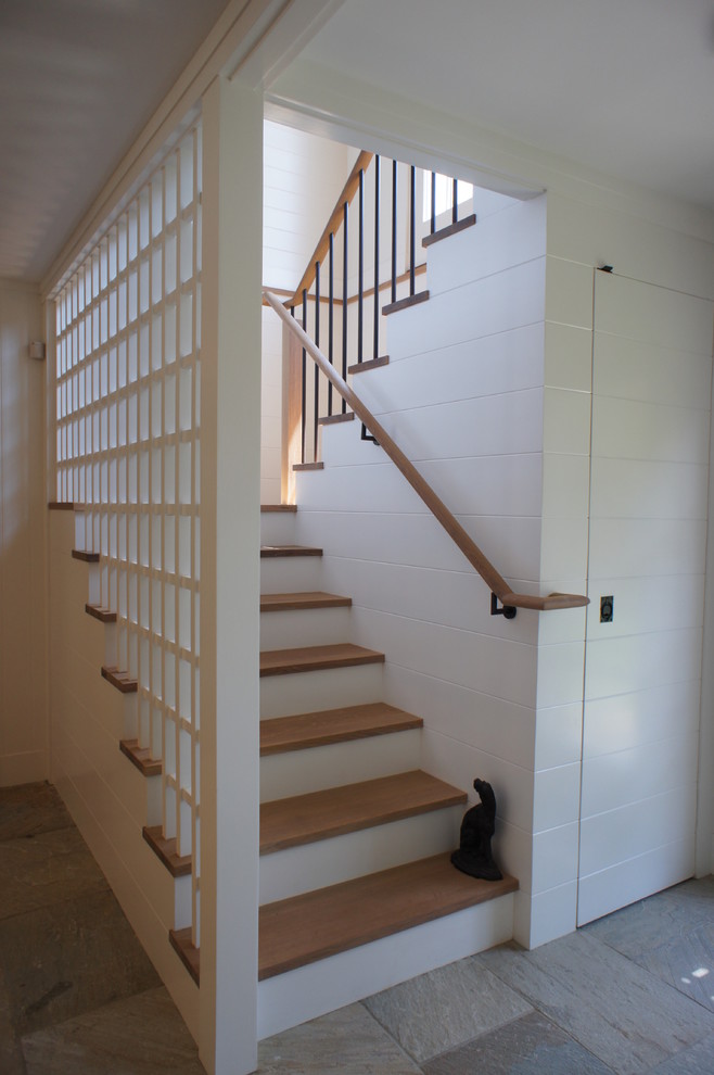 Inspiration for a rustic staircase remodel in Boston