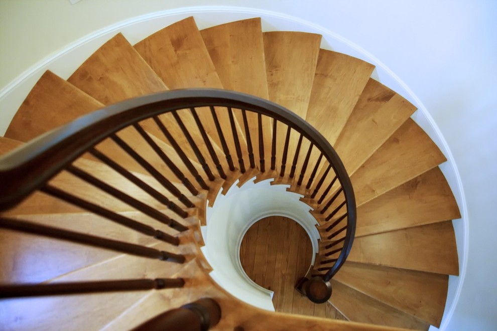 This is an example of a farmhouse staircase in Los Angeles.