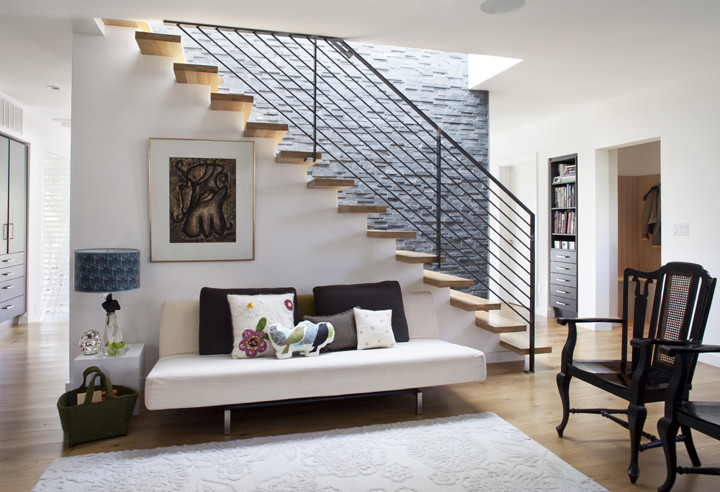 Photo of a contemporary staircase in San Francisco with feature lighting.