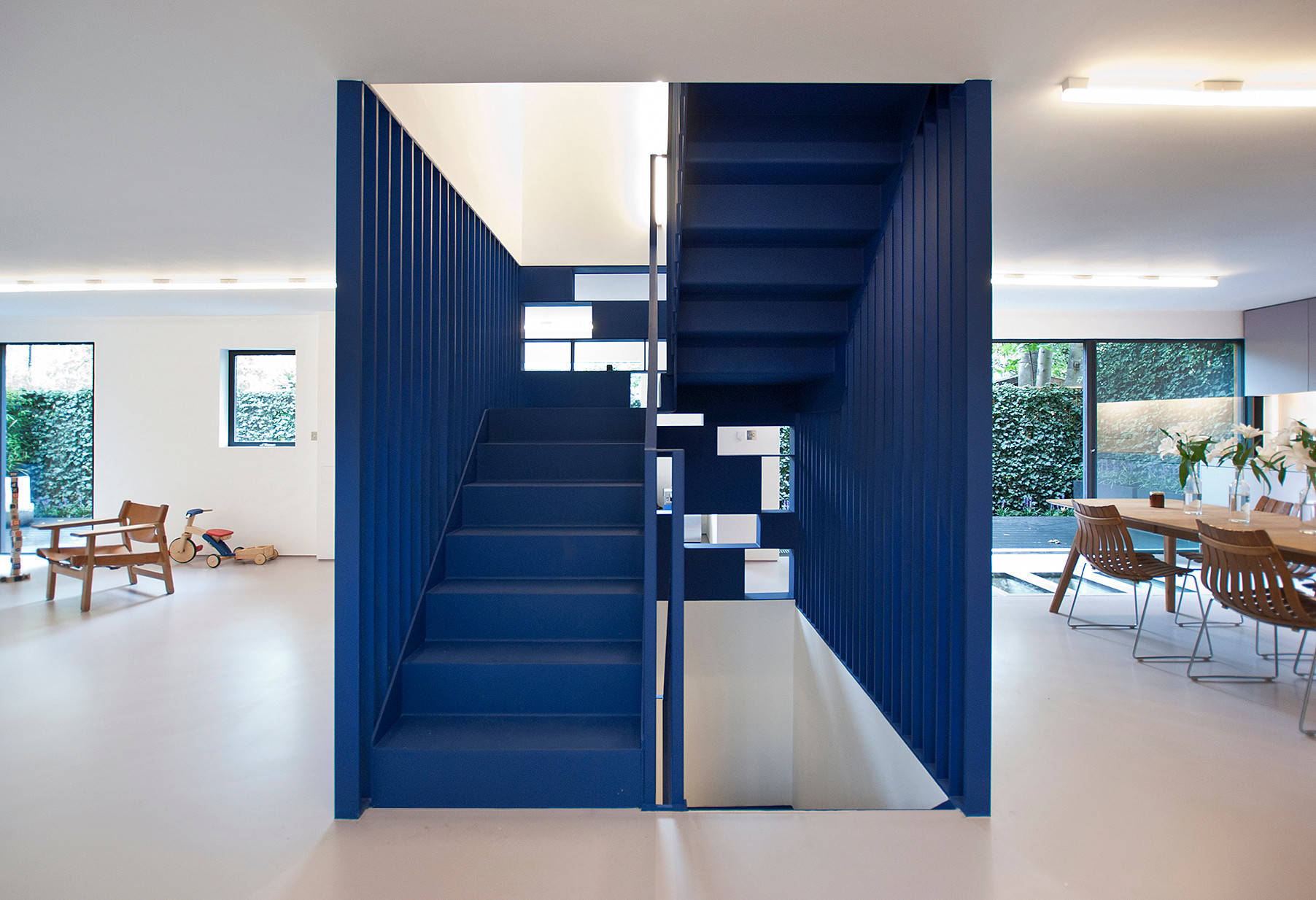 Escalera de madera azul vintage, escalera decorativa -  España