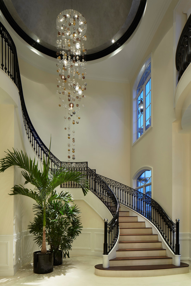 マイアミにあるトランジショナルスタイルのおしゃれな階段の写真