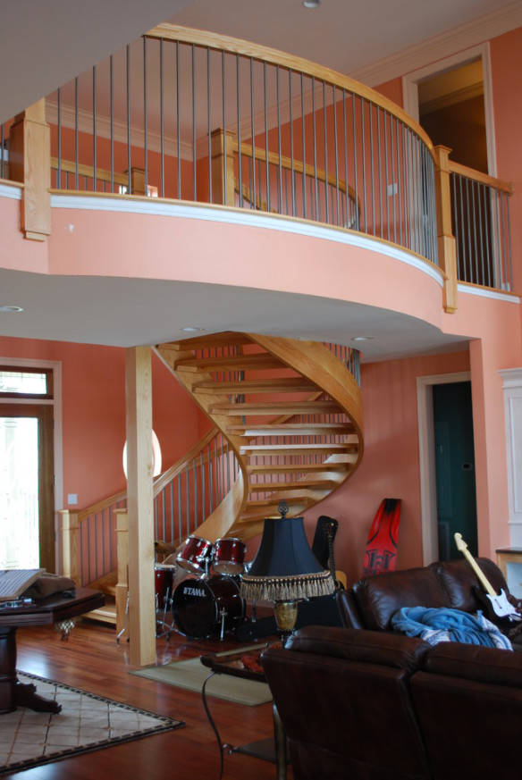 Ft. Beauregard Estates Curved Oak Stairway Craftsman Staircase