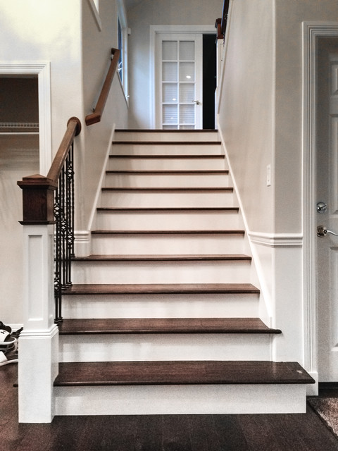 Full Staircase Upgrade With New, How To Lay Engineered Hardwood Flooring On Stairs