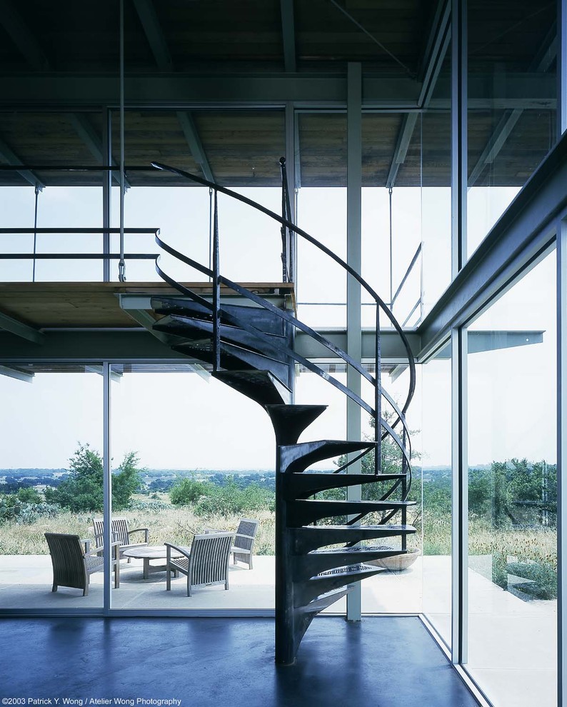 Staircase - industrial spiral staircase idea in Austin