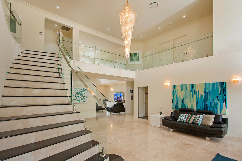 Glass Staircase Balustrade & Void Modern Staircase Brisbane by