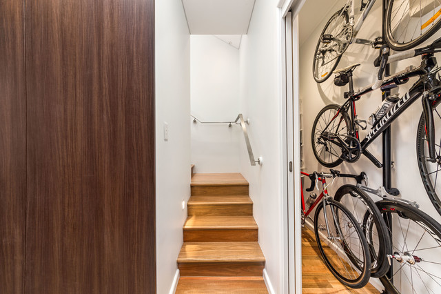 Hallway with Bike Rack Hideaway - Contemporary - Staircase - Sydney ...