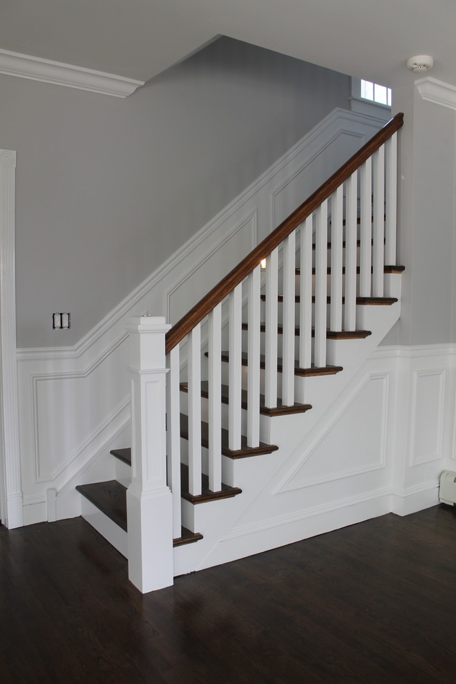 This is an example of a small modern l-shaped staircase in Newark.
